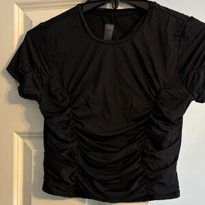Garage Black Ruched Short Sleeve Top